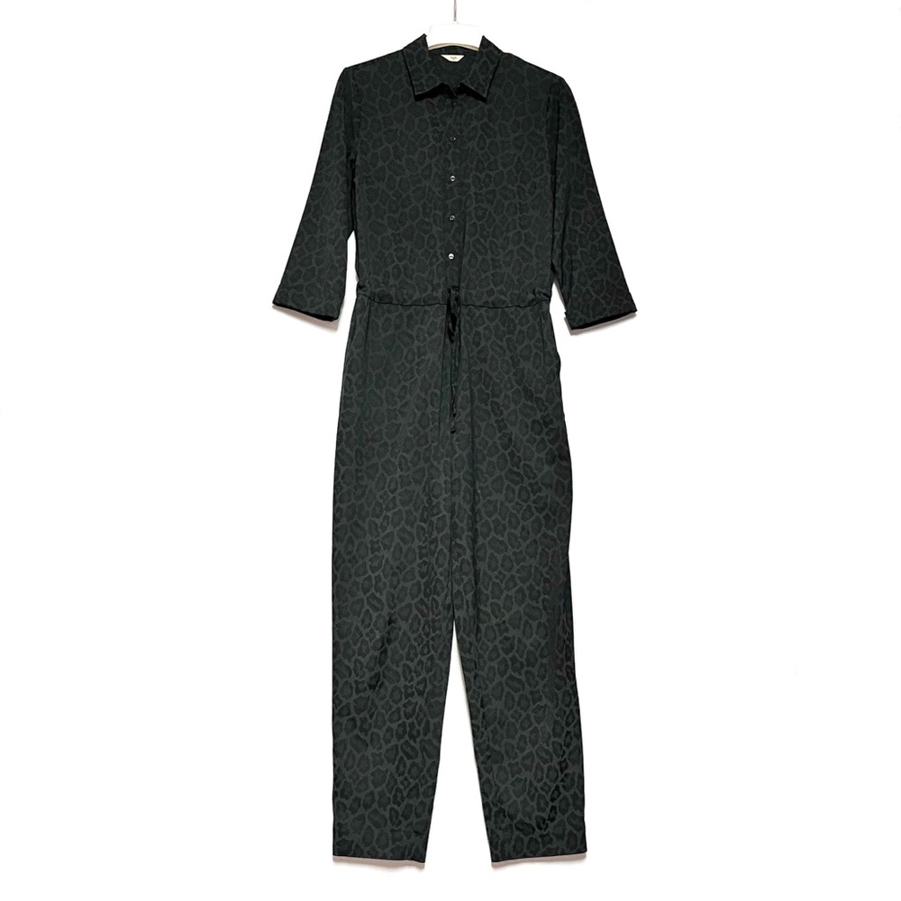 Hush Jacquard Leopard Jumpsuit Green Animal Print 70’s Retro Disco US 12 UK 10 - Picture 3 of 15
